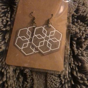 Homemade wooden earrings in white